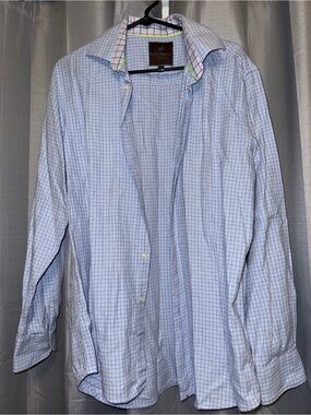 Tattersall Light Blue Windowpane Men's Dress Shirt